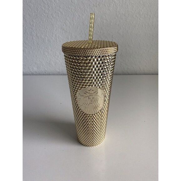 Starbucks Holiday 2022 Venti Gold Bling Tumbler And Keychain Ornament Bundle SET - Picture 2 of 12